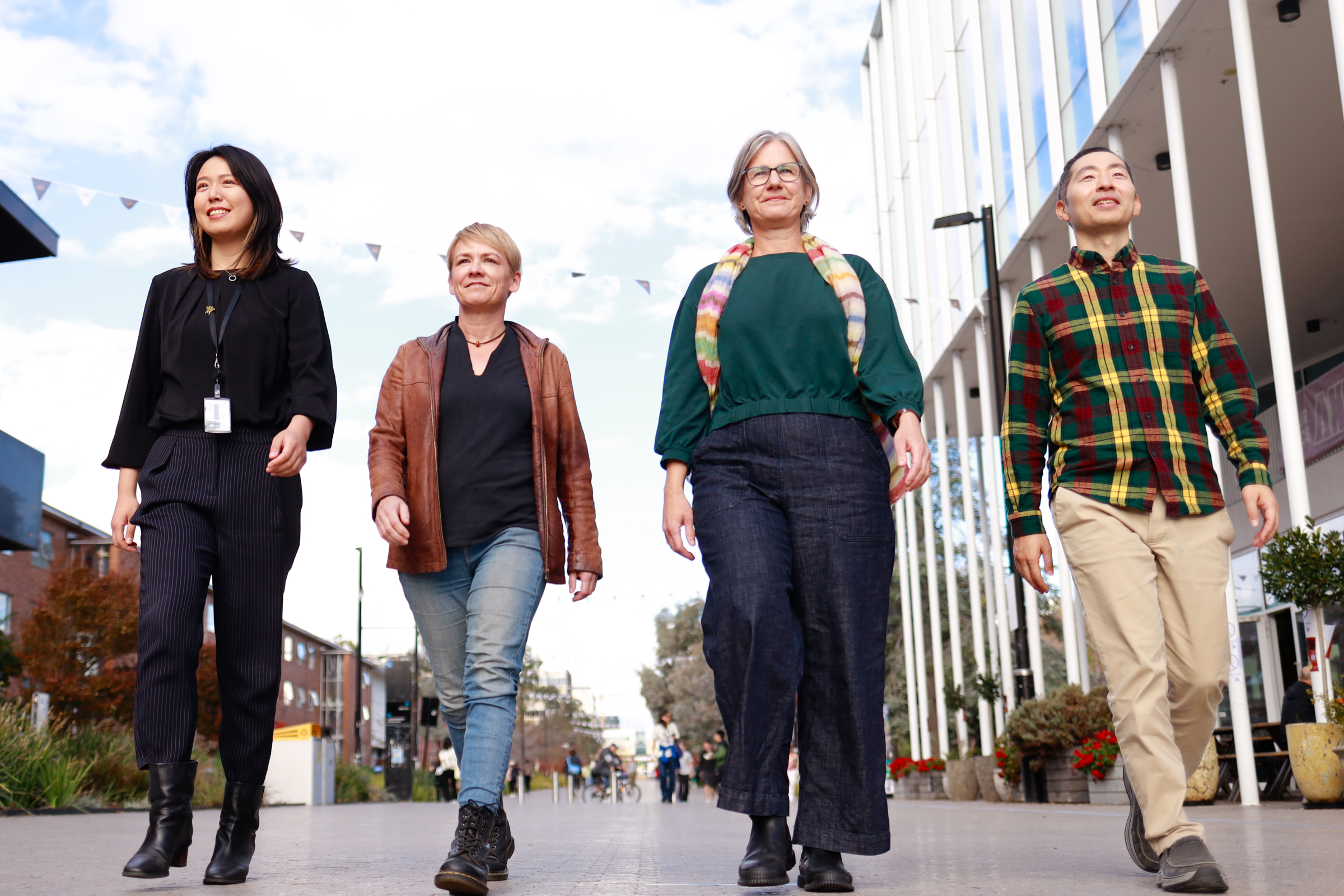 L-R Associate Professor Xiaolin Wang, Dr Zoe Leviston, Sarah Boddington and Dr Kimin Eom. Photo: Tim Rendall
