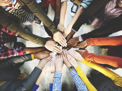 Group of Diverse Hands Together Joining 